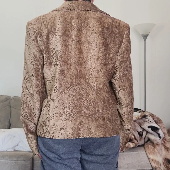 Womens Giancarlo Ferrari Vintage GOLD Jacket GYPSY Festival BOHO lined Zip - Picture 3 of 12